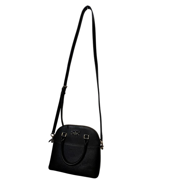 Kate Spade New York Black Pebbled Leather Dome Satchel Crossbody Bag Purse - Picture 1 of 16